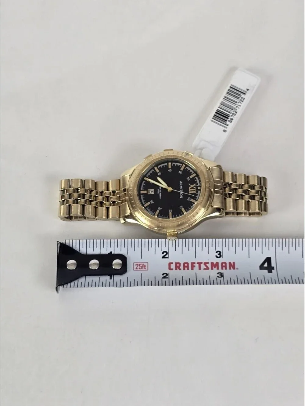 Armitron Men's Gold Tone Round Black Dial Dress WatchNew